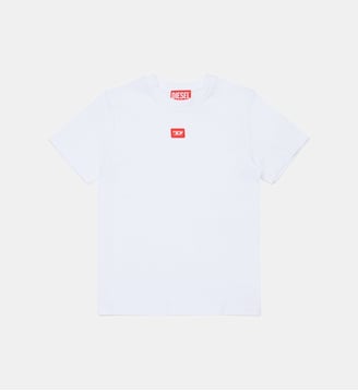 T-shirt en jersey avec écusson "D" rouge - Diesel Kids - Blanc