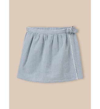 Jupe-short en seersucker - Cyrillus - Rayure seersucker bleu