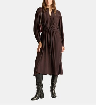 Mauve dress in acetate/silk jacquard - Momonì - Cuivre