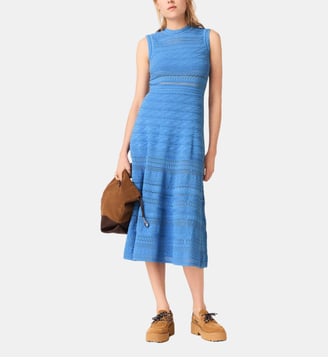 Robe longue en maille pointelle - Maje - Bleu