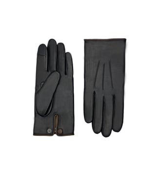 Gants Rick Homme Cuir Doublés Cachemire - Agnelle - Mousse patine et noir