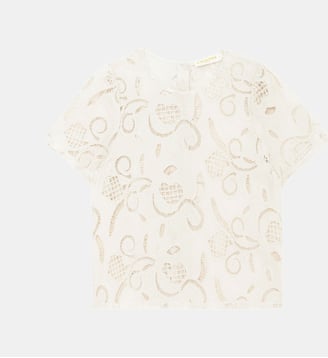 Top manches courtes col rond imprimé broderie TIVA La Petite Etoile