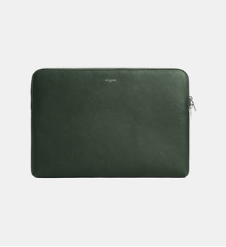 Pochette ordinateur 14" en cuir grainé - Le Tanneur - Vert malachite