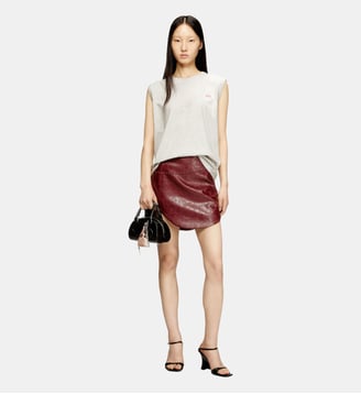 Minijupe enduite avec motif embossé - Diesel - Rouge