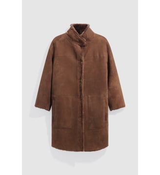 Manteau en peau lainée à col montant - FAY - Gerard Darel - Marron
