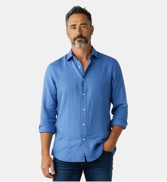 Chemise en lin BLEU coupe droite Atelier Privé