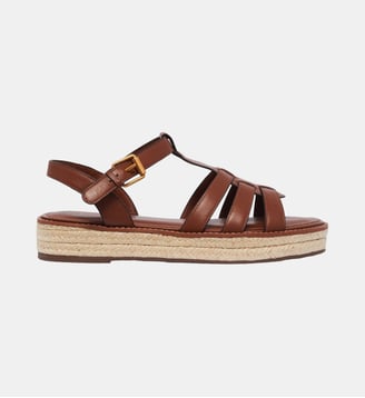 Sandale espadrille en cuir - DUNE - Pablo - Cognac