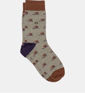 Chaussettes en coton peigné animaux - Billybelt - Kaki clair