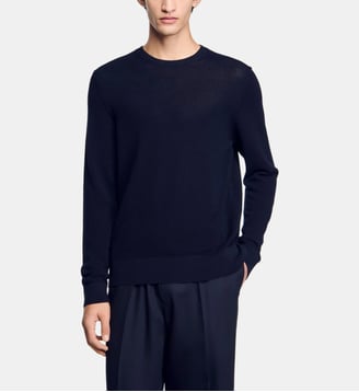 Pull droit en coton  - Sandro - Marine