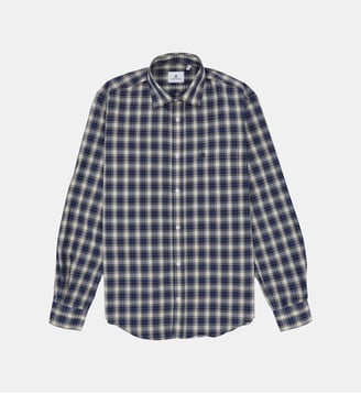 Chemise manches longues en coton à carreaux Serge Blanco