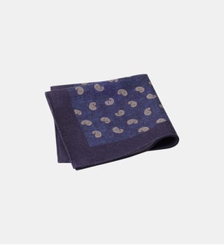 Mouchoir De Poche En Laine Paisley - Hackett London - Navy