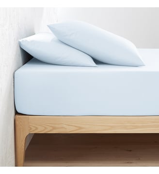 Drap-housse uni en percale de coton bio Scenario - La Redoute Interieurs - Bleu glacier