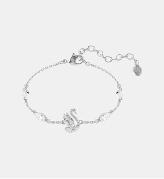 Bracelet Swan, Cygne, Métal rhodié - Swarovski - White et rrhodium plated