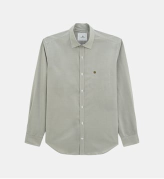 Chemise droite vichy en coton - Serge Blanco - Beige et blanc