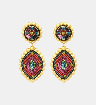 Boucles d'oreilles clip Angèle rond et goutte  - Angele - Satellite - Orange et violet