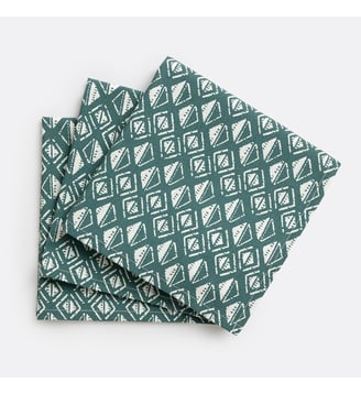 Lot de 3 serviettes de table imprimées Lodge - La Redoute Interieurs - Vert imprimé