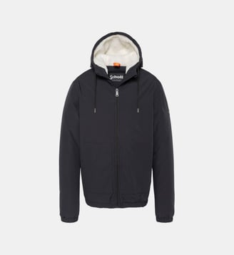 Blouson à capuche doublé sherpa - Schott - Bleu marine