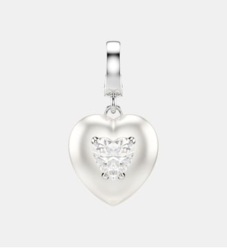 Charm Idyllia, Revêtement couleur perle, Cœur, Métal rhodié - Swarovski - White et rrhodium plated