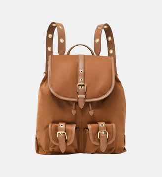 Sac à dos en cuir et nylon - Maje - Camel