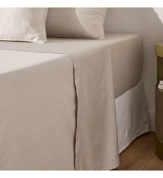Drap plat uni en satin de coton - La Redoute Interieurs - Greige