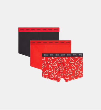 Lot de trois boxers en coton stretch - Diesel - Rouge foncé