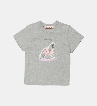 T-shirt à col rond avec logo - Marni - Inox gris mélangé