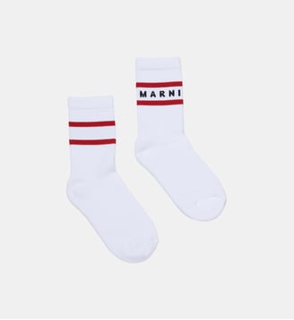 Chaussettes avec logo et rayures - Marni - Blanc