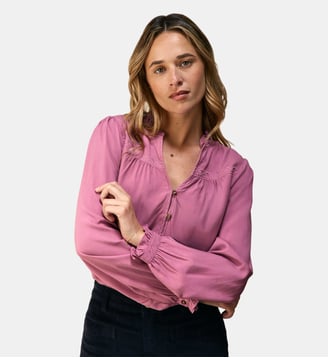 Blouse manches longues col v uni BOWEN La Petite Etoile