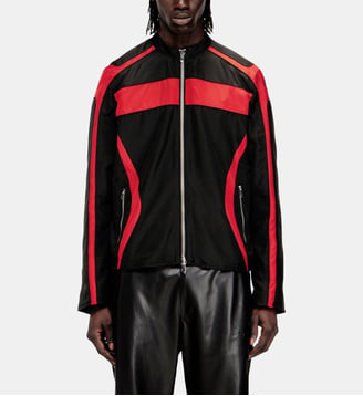 Veste biker en toile à blocs de couleur - Diesel - Noir et rouge