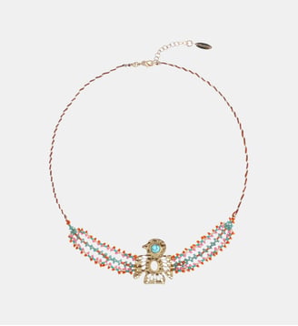 Collier perles avec cabochon oiseau STUNNER - Hipanema - Bleu turquoise