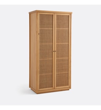 Armoire 2 portes pin massif et cannage - La Redoute Interieurs - Naturel