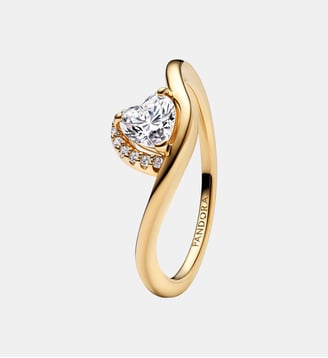 Bague Cœur Ondulée - Pandora - Doré
