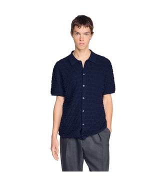 Cardigan en maille éponge - Sandro - Marine