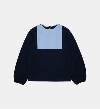 T-shirt à manches longues avec détails sur le devant - Marni - Bleu foncé