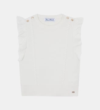 Pull -  laine maille tressée - Tartine Et Chocolat - Écru
