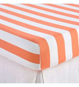 Drap-housse en coton, bonnet 25 cm, imprimé rayures - La Redoute Interieurs - Rayé orange