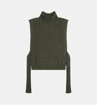 Plastron à torsades - Bompard - Olive et charbon