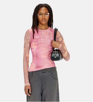 Top en jersey côtelé à motif floral - Diesel - Rose