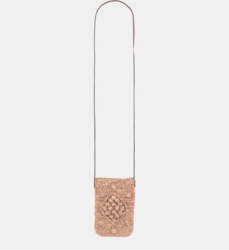 Porte téléphone en raphia et cuir - ROSIE - Gerard Darel - Parme