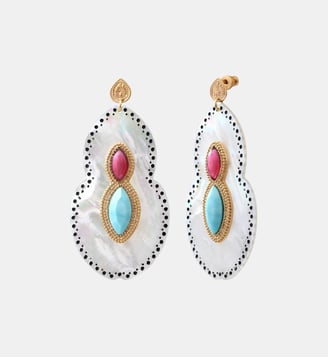 Boucles d'oreilles tiges percées   - Mindoro - Satellite - Nacre blanc