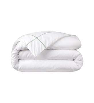 Housse de couette en percale de coton bleu, Athéna Yves Delorme