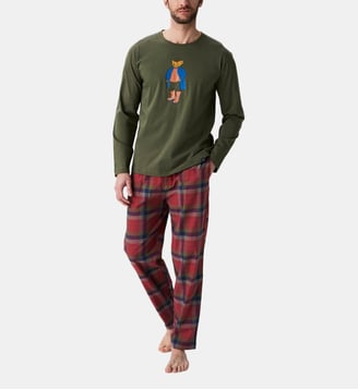 Pyjama en jersey épais et flanelle de coton - Teddy Jack - Arthur - Terre