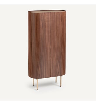 Armoire noyer, plaqué et cuir AM.PM
