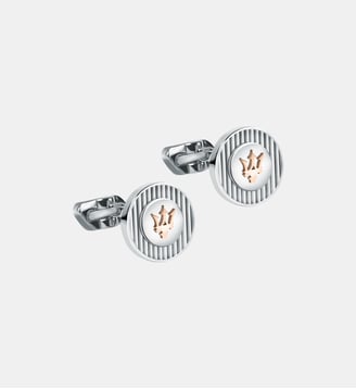 Boutons de manchettes en Acier, PVD or rose ICONIC - Maserati - Or et argent