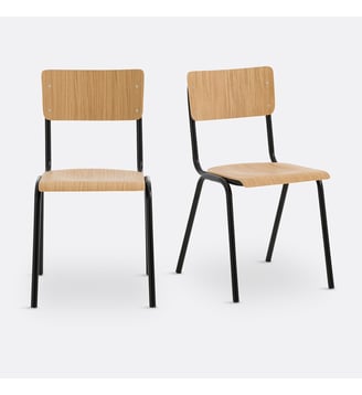 Lot de 2 chaises d'écolier empilables - La Redoute Interieurs - Chêne