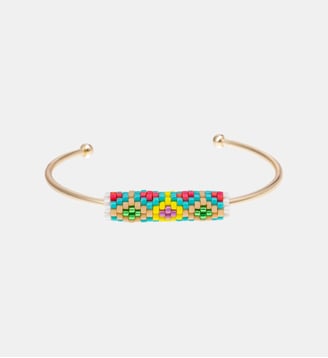 Bracelet jonc avec perles tissées MALISS - Hipanema - Bleu turquoise