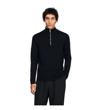 Pull en laine à col montant zippé Sandro