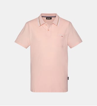 Polo rétro en coton piqué - Schott - Rose clair