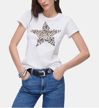 T-shirt avec imprimé et strass - Liu Jo - Blanc et étoiles