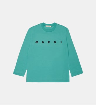 T-shirt en jersey à manches longues avec logo Marni - Marni - Vert menthe clair